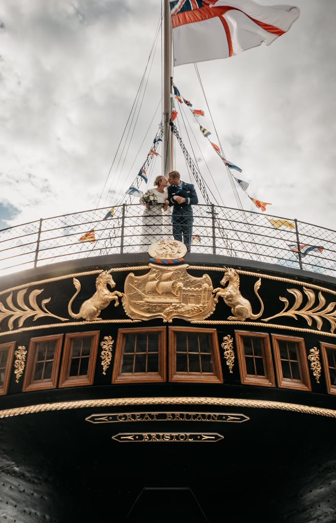 Wedding photo on a boat